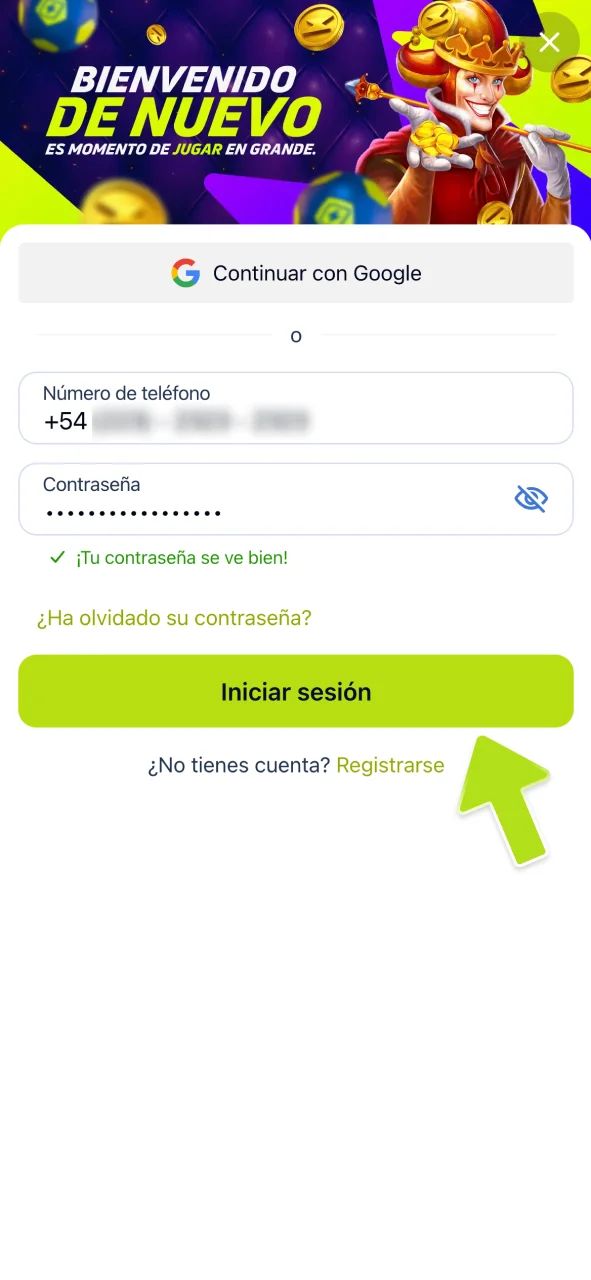 Abre JugaBet, inicia sesión y juega.