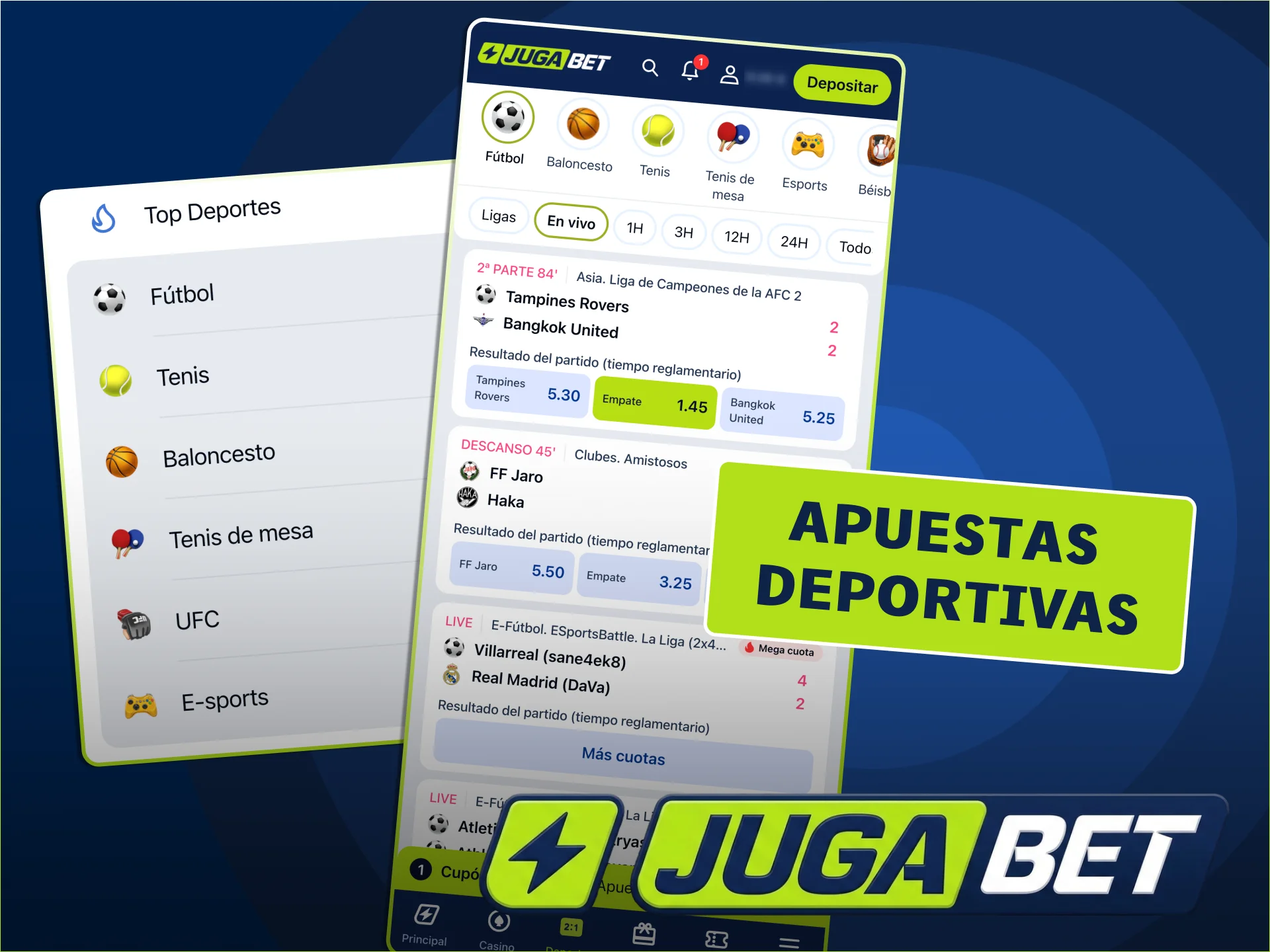 Disfruta de la acción deportiva hoy en JugaBet.