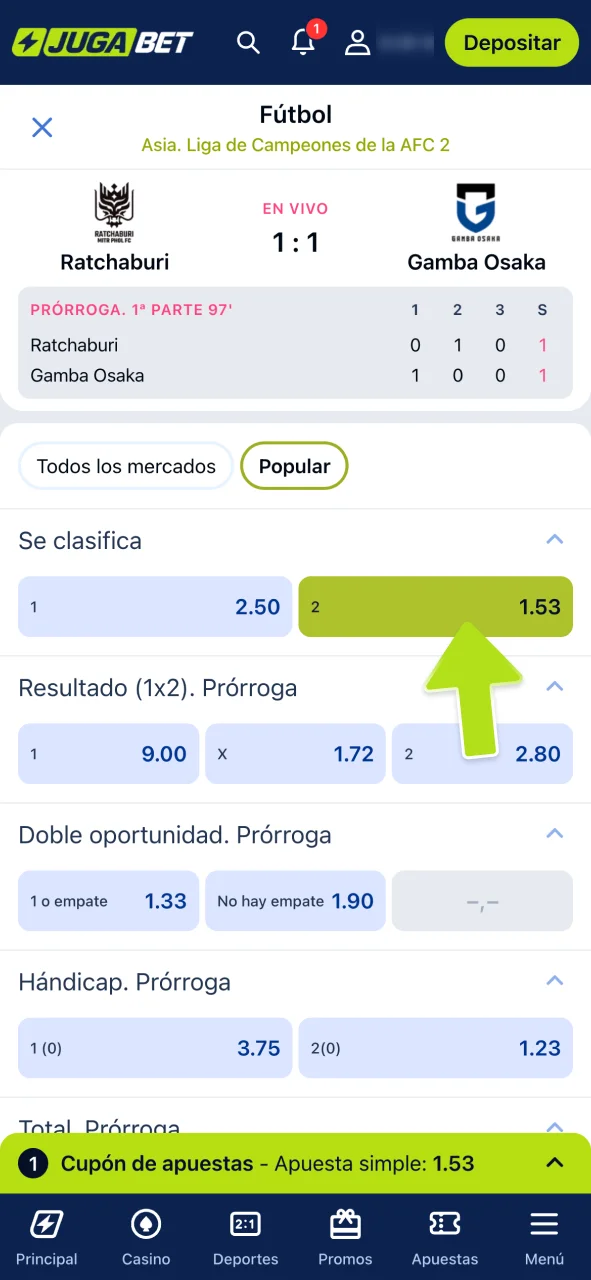 Selecciona un mercado y apuesta en JugaBet.