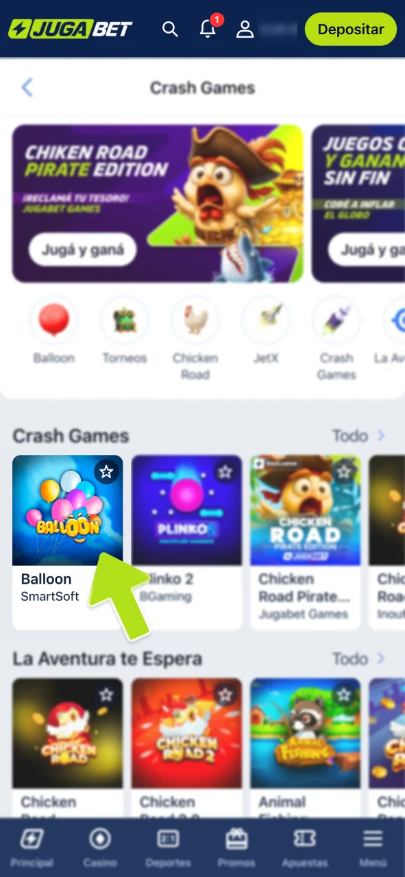 Busca el juego Balloon hoy en JugaBet.