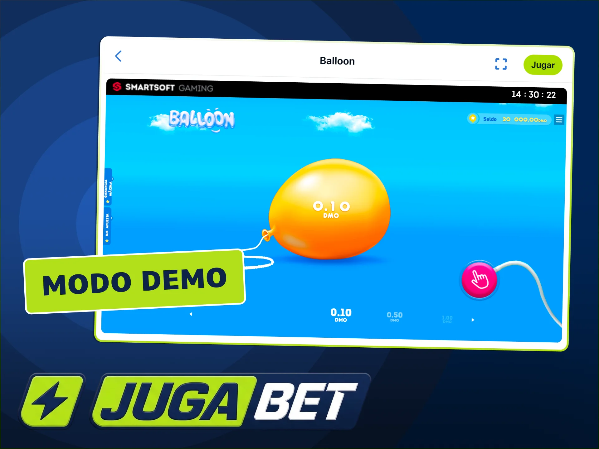 Entrená con el modo demo de JugaBet Balloon.
