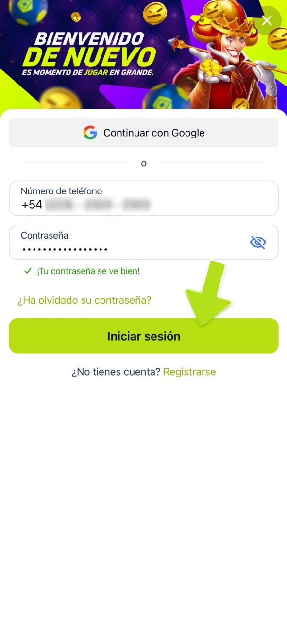 Inicia sesión y abre promociones en JugaBet.