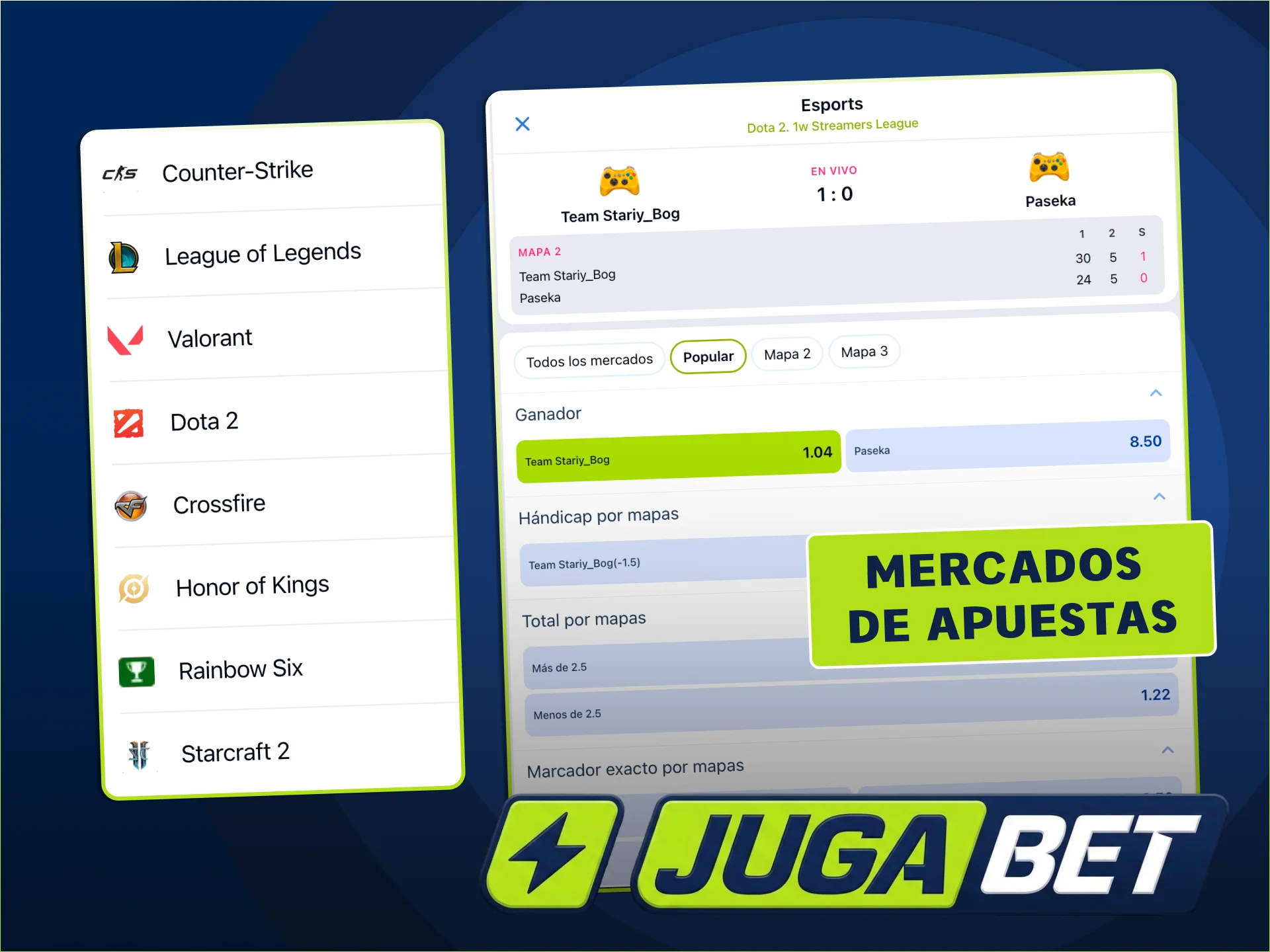 Explorá los mercados de eSports en JugaBet.