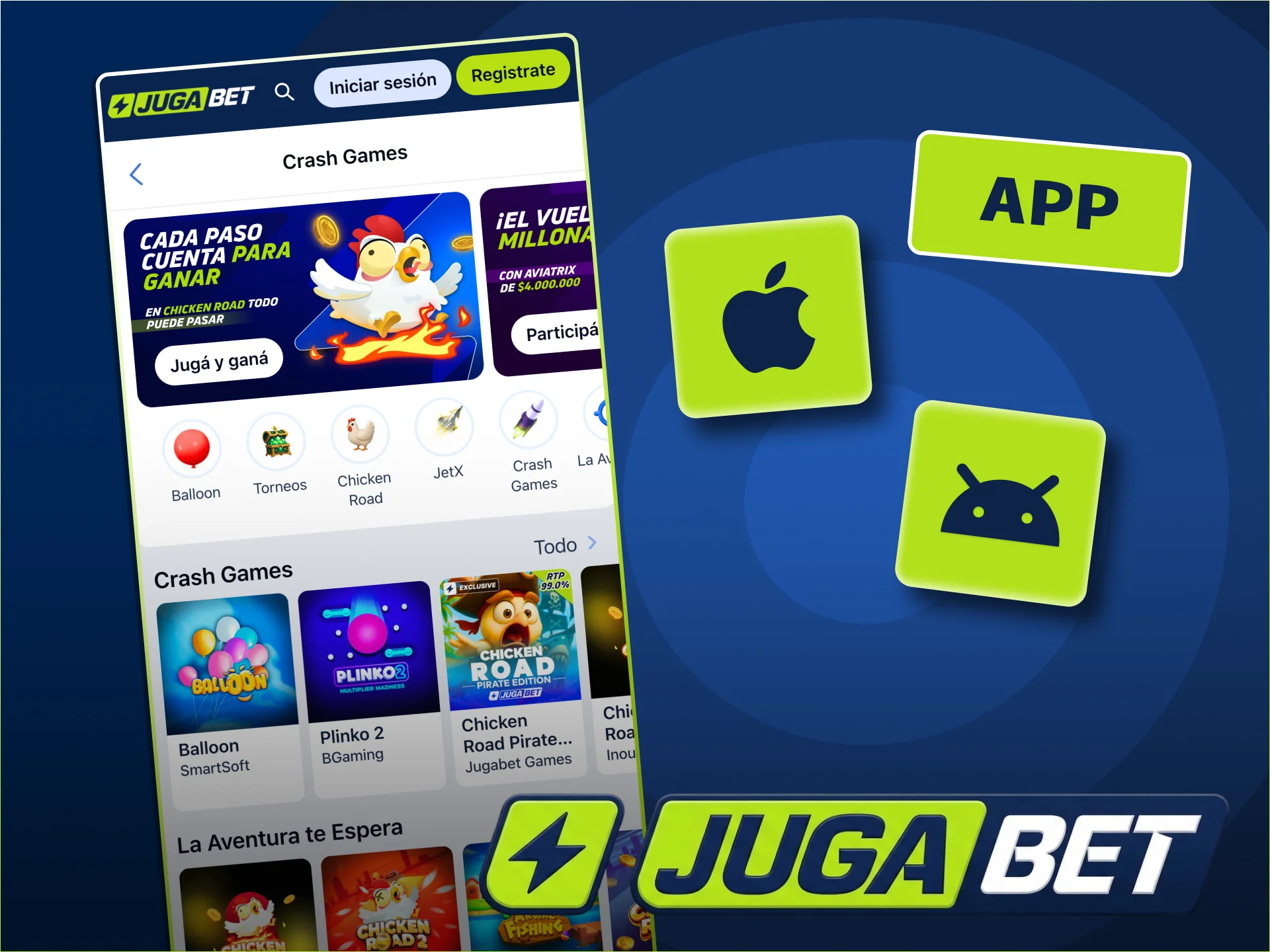 Tus juegos favoritos en segundos con la App de JugaBet.