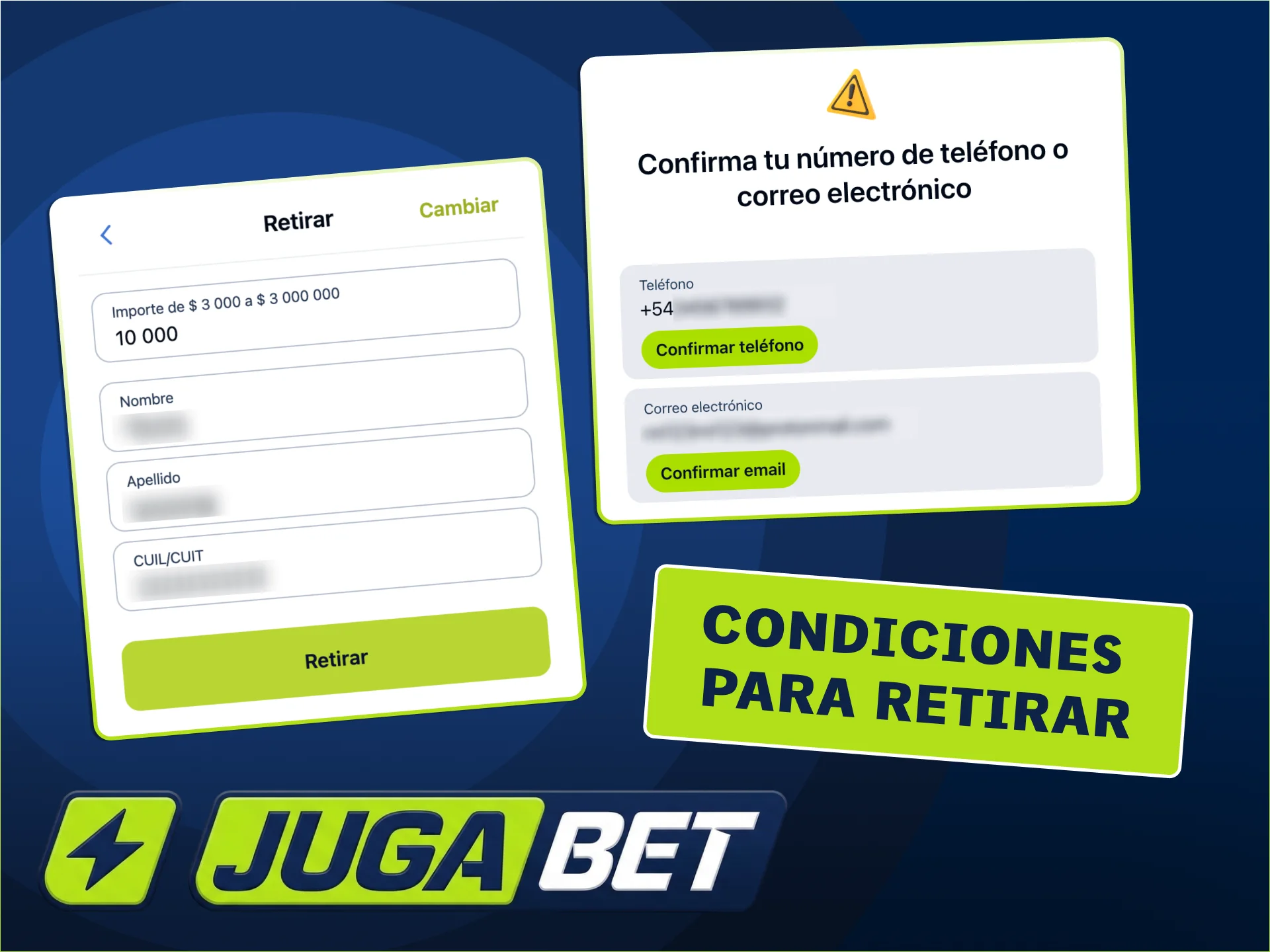 Cumple las reglas de retiro de JugaBet hoy.