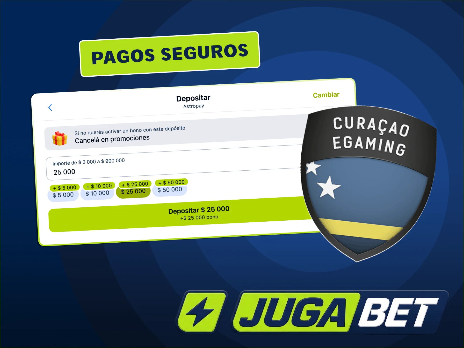 Realiza pagos protegidos por la licencia de JugaBet.