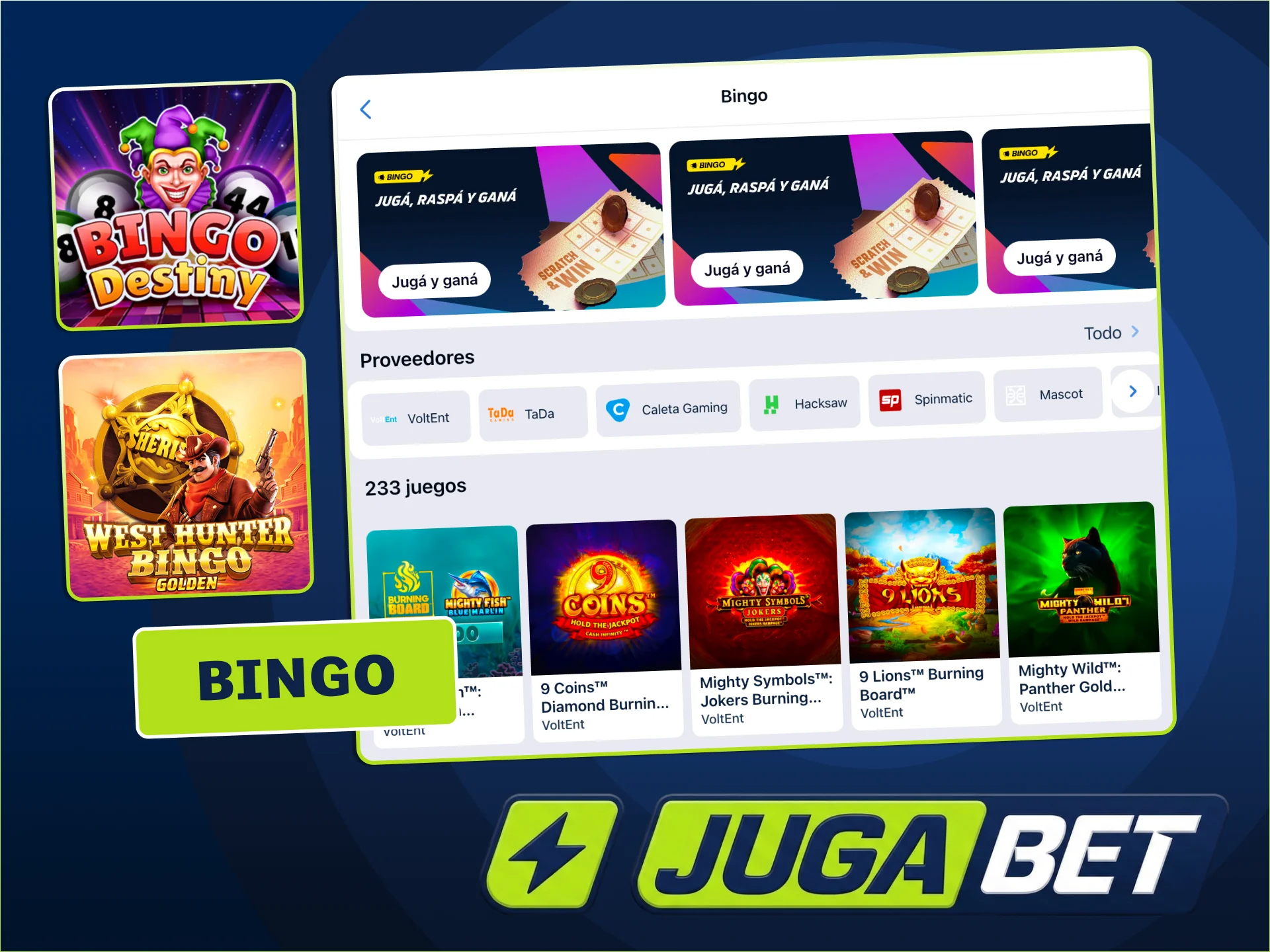 Explora la amplia biblioteca de Bingo en JugaBet.