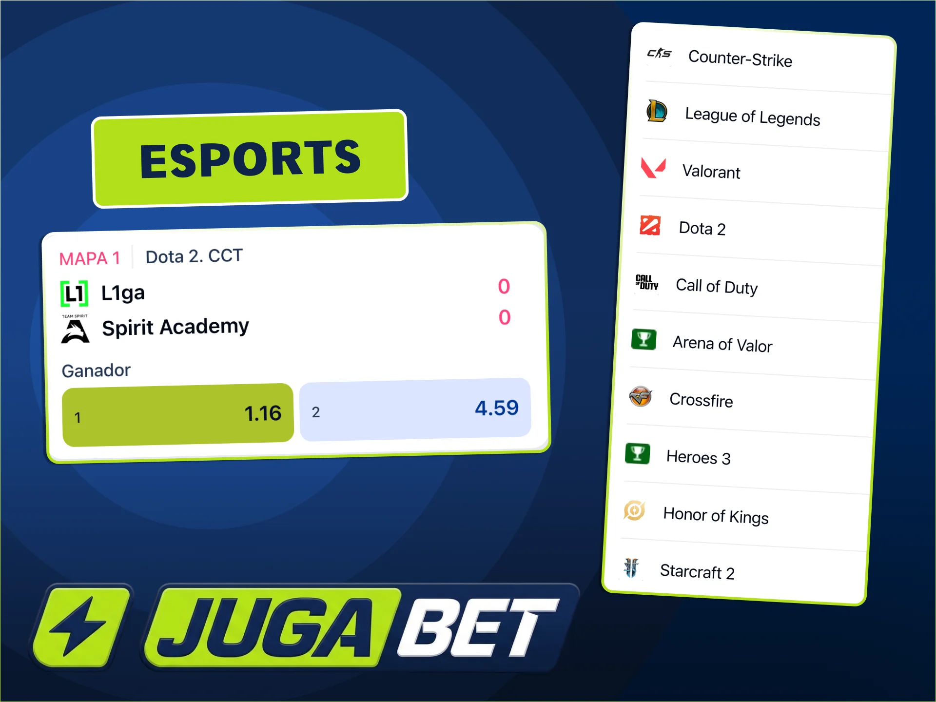 Apuesta en CS2, LoL y Dota 2 ahora en JugaBet.