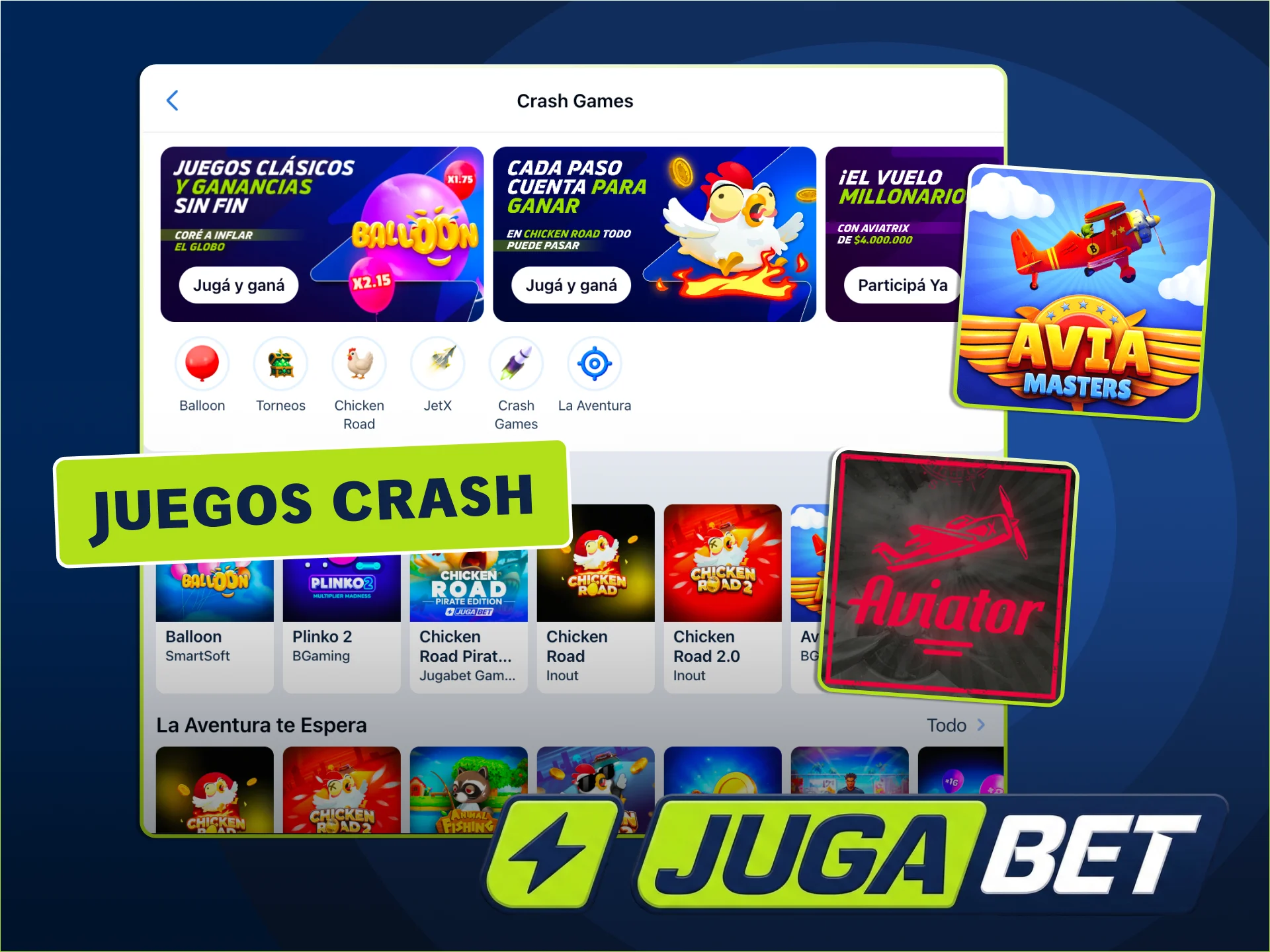 Gana con los mejores títulos Crash de JugaBet.