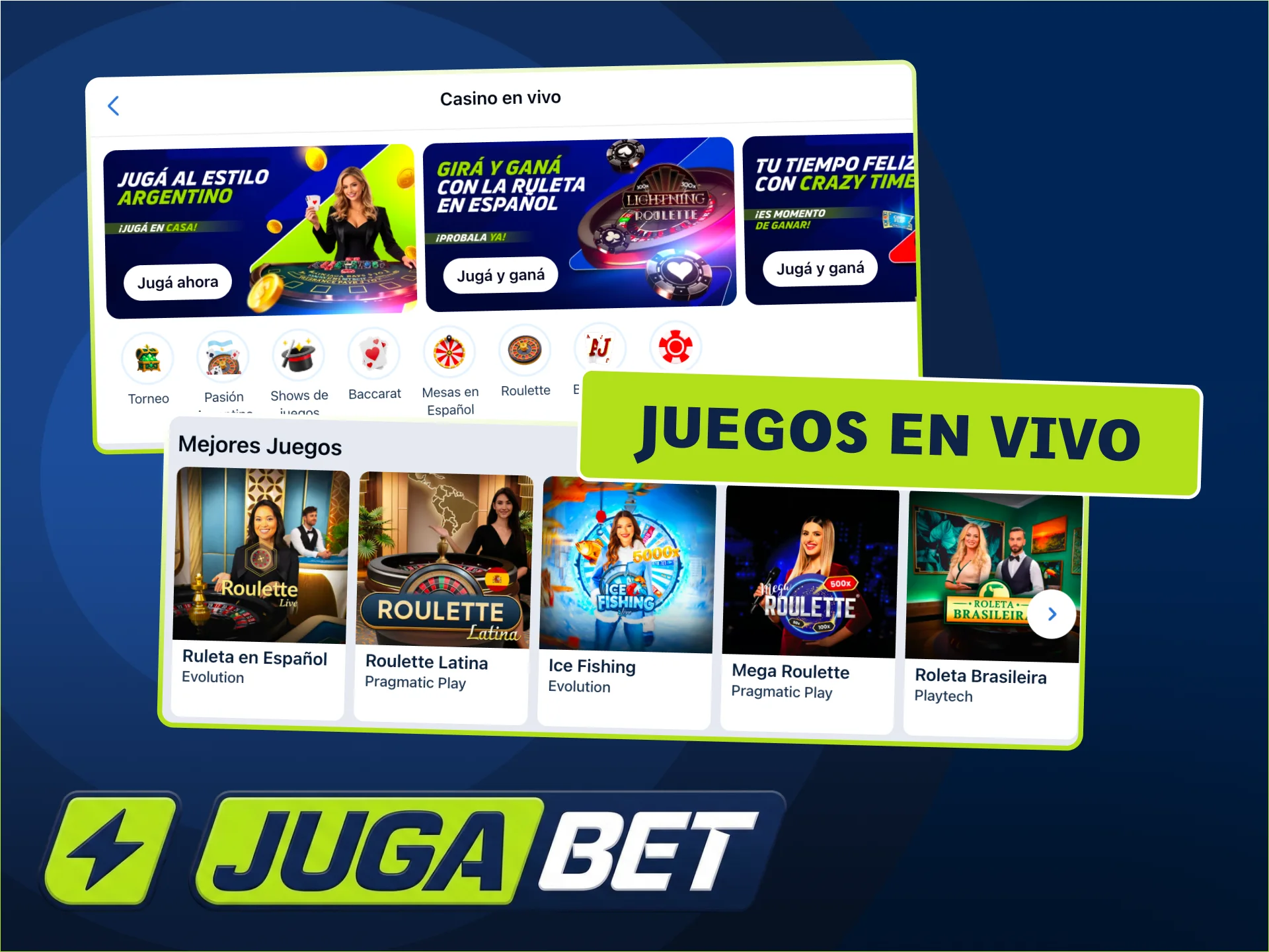 Disfruta del casino en vivo con JugaBet.