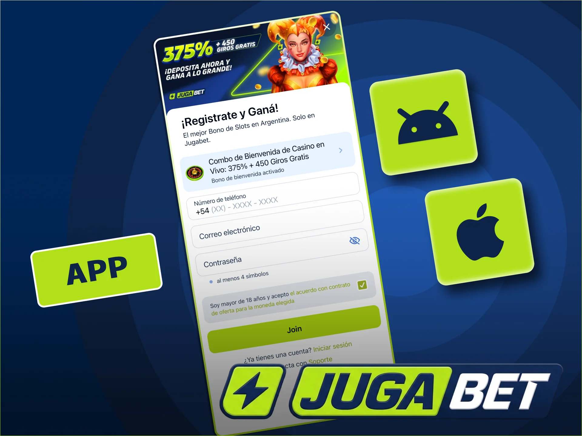 Regístrate en JugaBet desde tu móvil fácilmente.