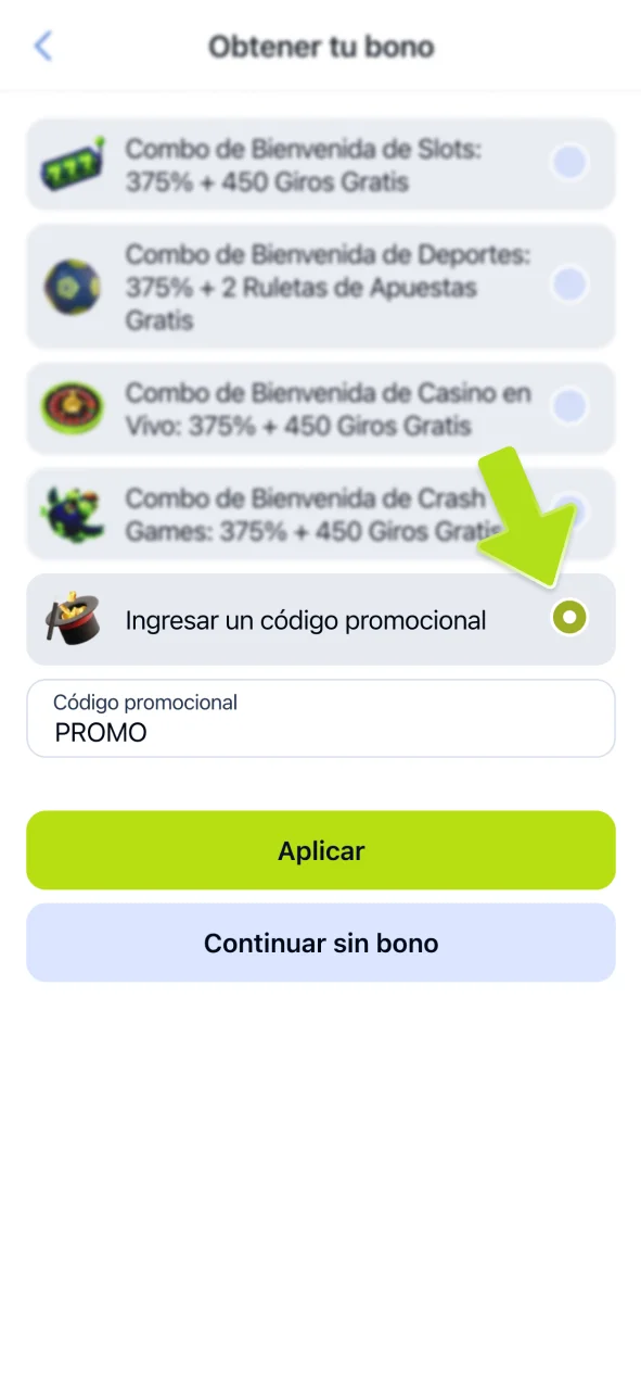 Aplica tu código promocional en JugaBet.